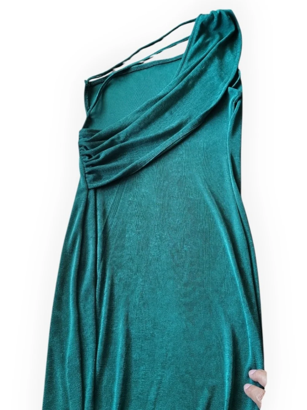 One-Shoulder Teal Evening Dress for Women - Picture 10 of 13